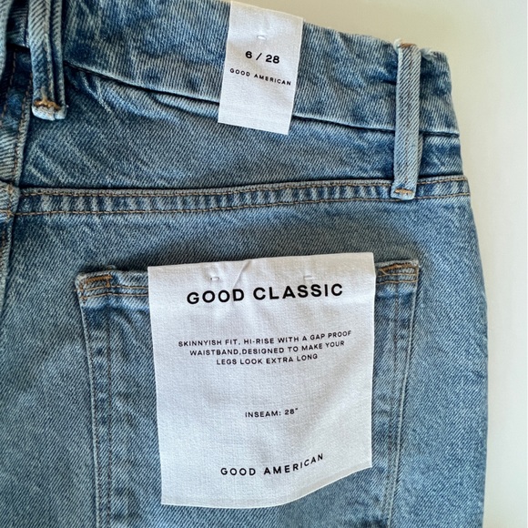 Good American Good Classic High Rise Distressed Jeans, Indigo - Size 28 - Picture 9 of 12